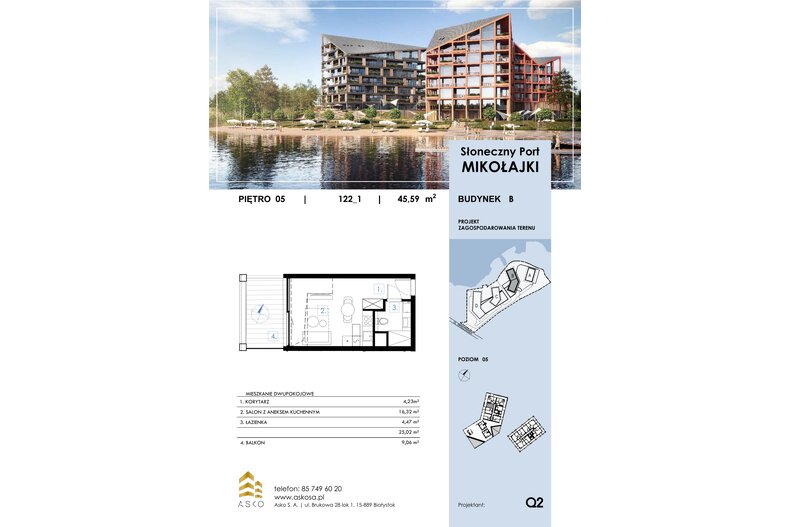 Apartament wakacyjny 45,59 m², piętro 5, oferta nr 122.M
