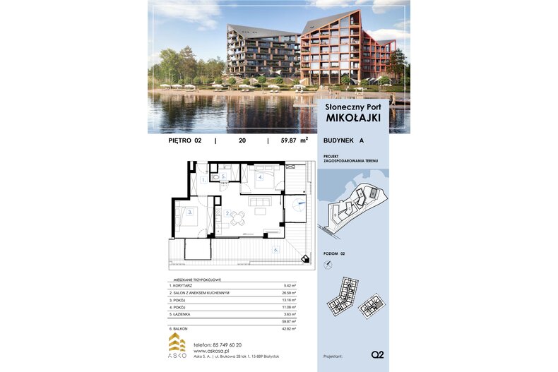 Apartament wakacyjny 59,88 m², piętro 2, oferta nr 20.M