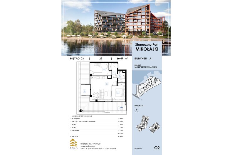 Apartament wakacyjny 60,48 m², piętro 3, oferta nr 22.M