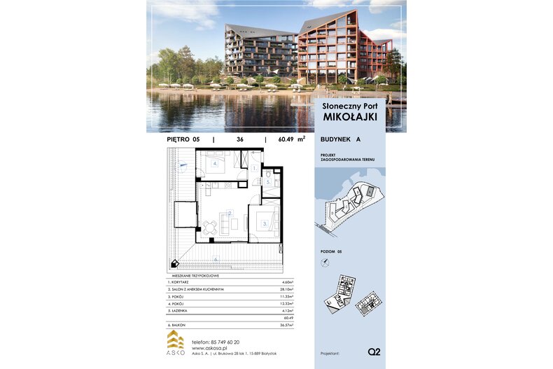 Apartament wakacyjny 60,49 m², piętro 5, oferta nr 36.M