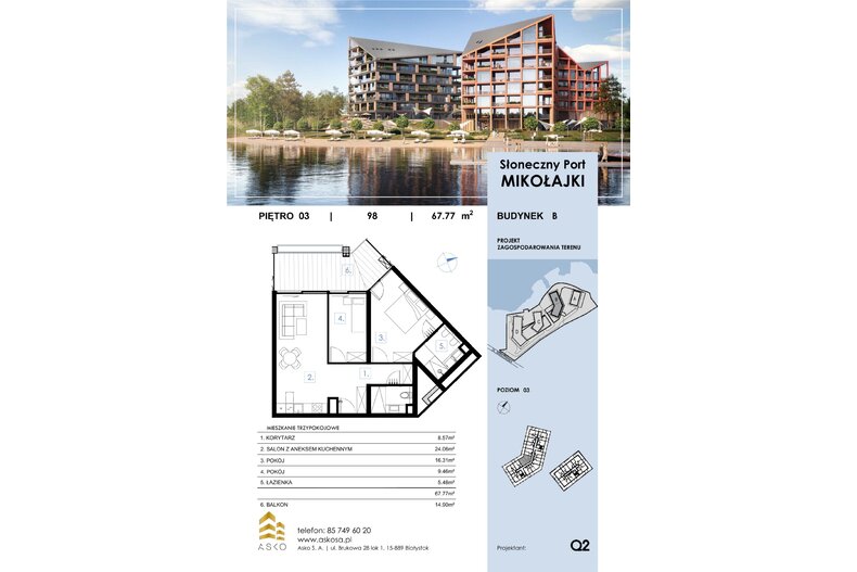 Apartament wakacyjny 67,77 m², piętro 3, oferta nr 98.M