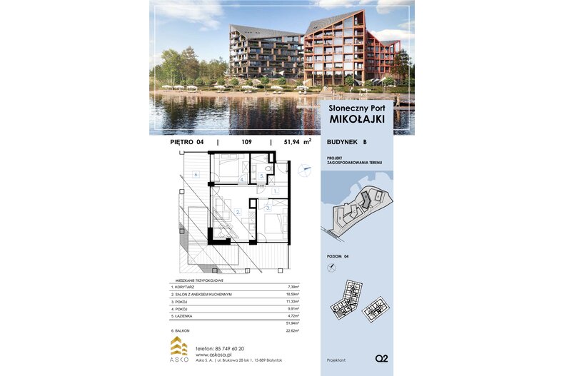 Apartament wakacyjny 59,35 m², piętro 4, oferta nr 109.M