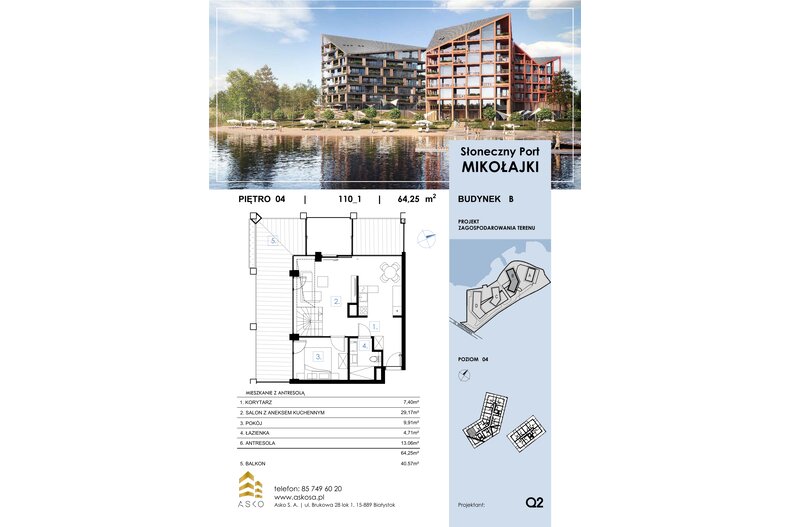 Apartament wakacyjny 64,25 m², piętro 4, oferta nr 110.M