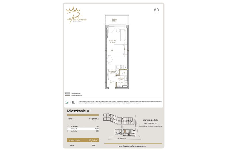 Apartament wakacyjny 26,24 m², piętro 1, oferta nr A1