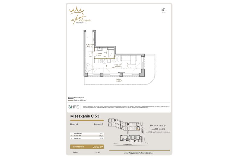 Apartament wakacyjny 26,60 m², piętro 1, oferta nr C53