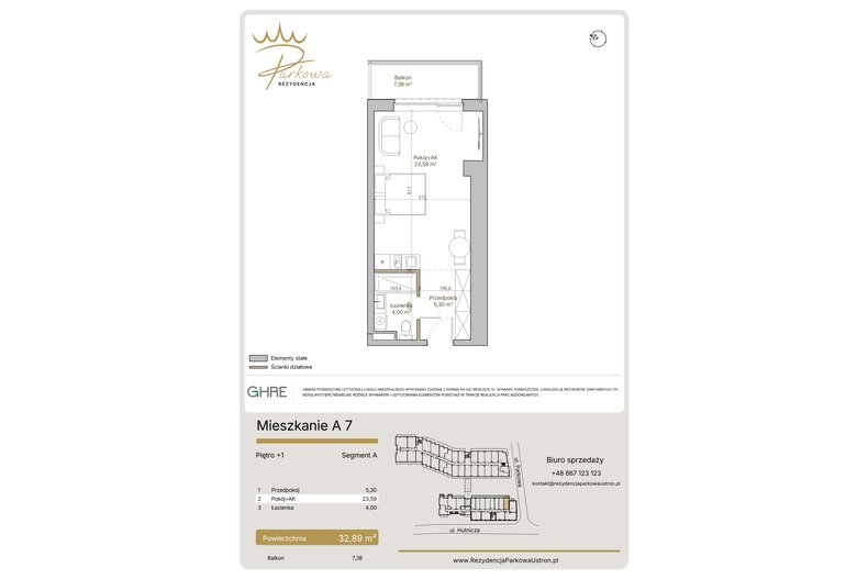 Apartament wakacyjny 32,89 m², piętro 1, oferta nr A7
