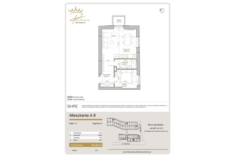 Apartament wakacyjny 40,48 m², piętro 1, oferta nr 1.A8