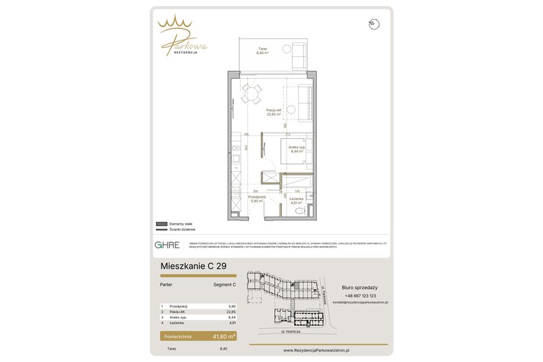 Apartament wakacyjny 41,80 m², parter, oferta nr 1.C29