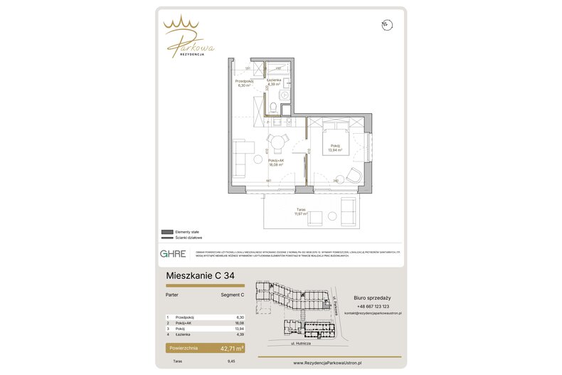Apartament wakacyjny 42,71 m², parter, oferta nr 1.C34