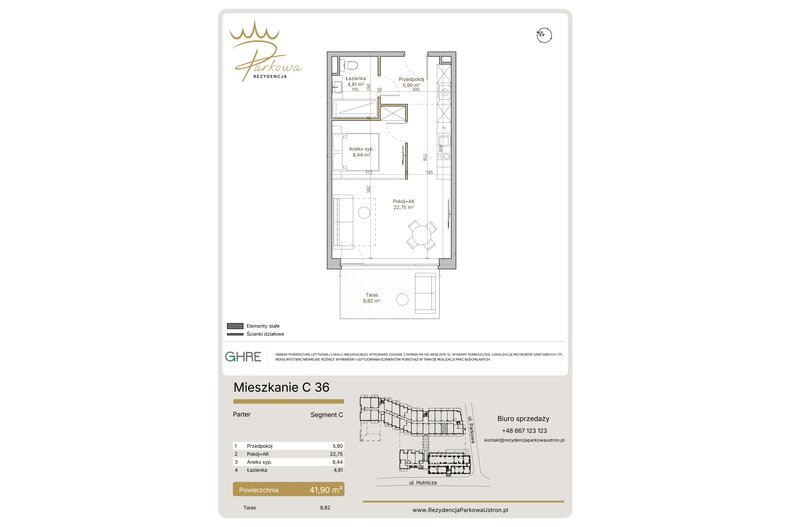 Apartament wakacyjny 41,90 m², parter, oferta nr 1.C36