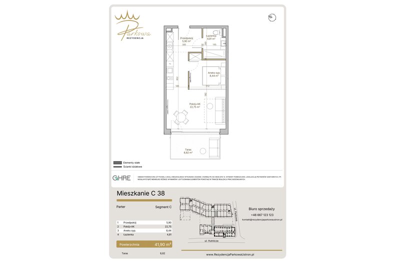 Apartament wakacyjny 41,90 m², parter, oferta nr 1.C38