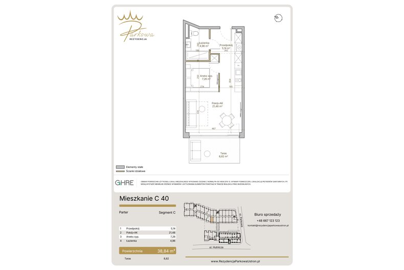 Apartament wakacyjny 38,84 m², parter, oferta nr 1.C40
