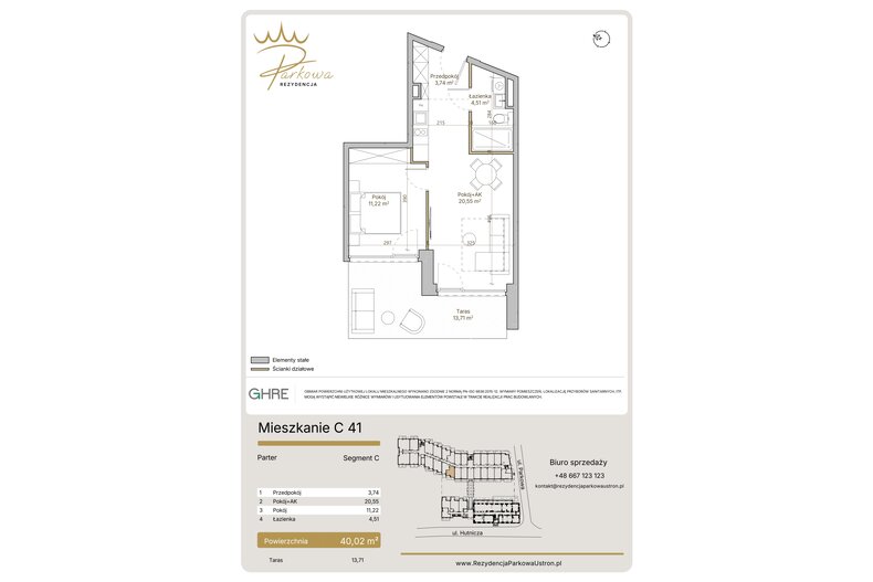 Apartament wakacyjny 40,02 m², parter, oferta nr 1.C41