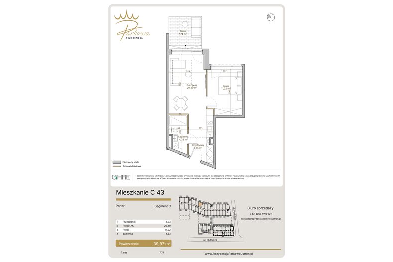 Apartament wakacyjny 39,97 m², parter, oferta nr 1.C43