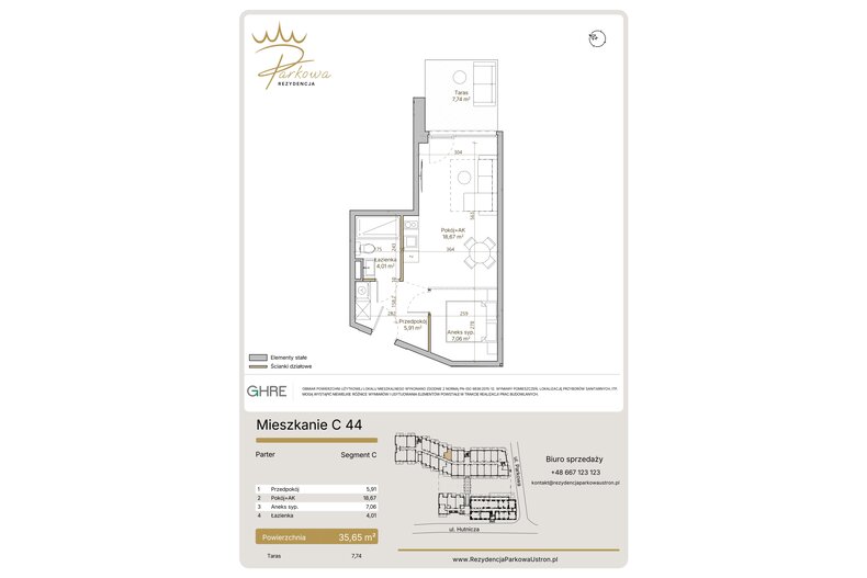 Apartament wakacyjny 35,65 m², parter, oferta nr 1.C44