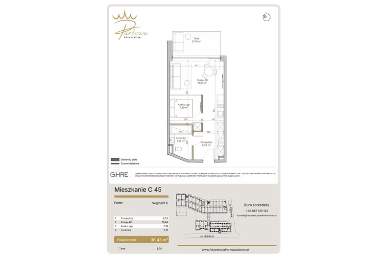 Apartament wakacyjny 38,43 m², parter, oferta nr 1.C45
