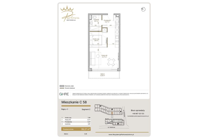 Apartament wakacyjny 39,27 m², piętro 1, oferta nr 1.C58