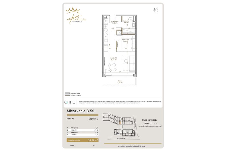 Apartament wakacyjny 38,68 m², piętro 1, oferta nr 1.C59