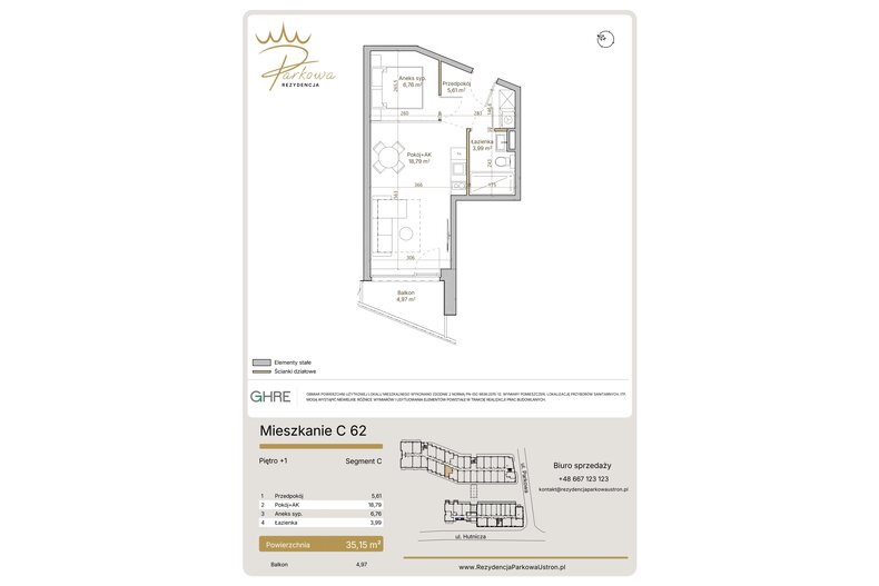 Apartament wakacyjny 35,15 m², piętro 1, oferta nr C62