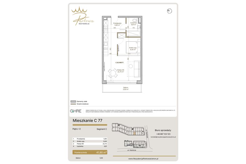 Apartament wakacyjny 41,90 m², piętro 2, oferta nr 1.C77