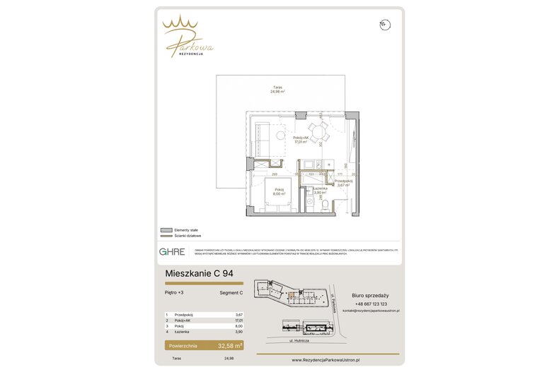 Apartament wakacyjny 32,58 m², piętro 3, oferta nr 1.C94