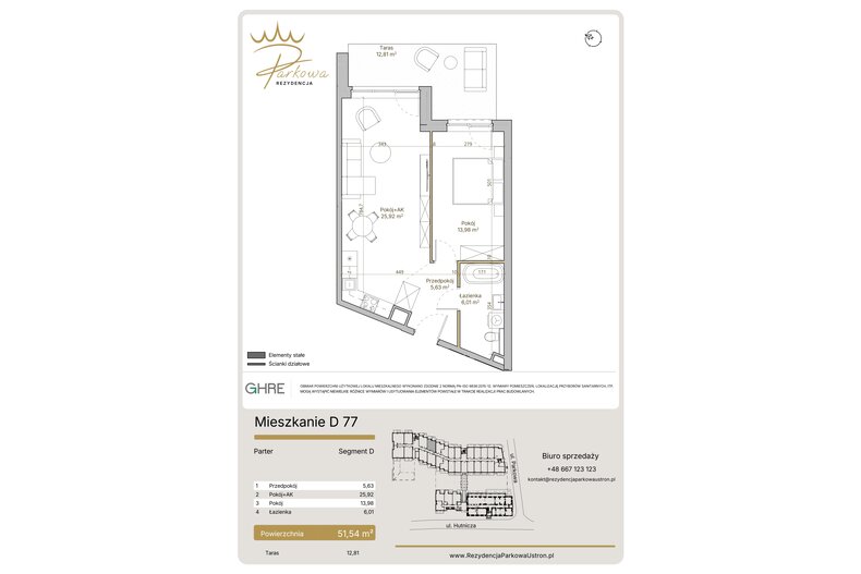 Apartament wakacyjny 51,54 m², parter, oferta nr 1.D77