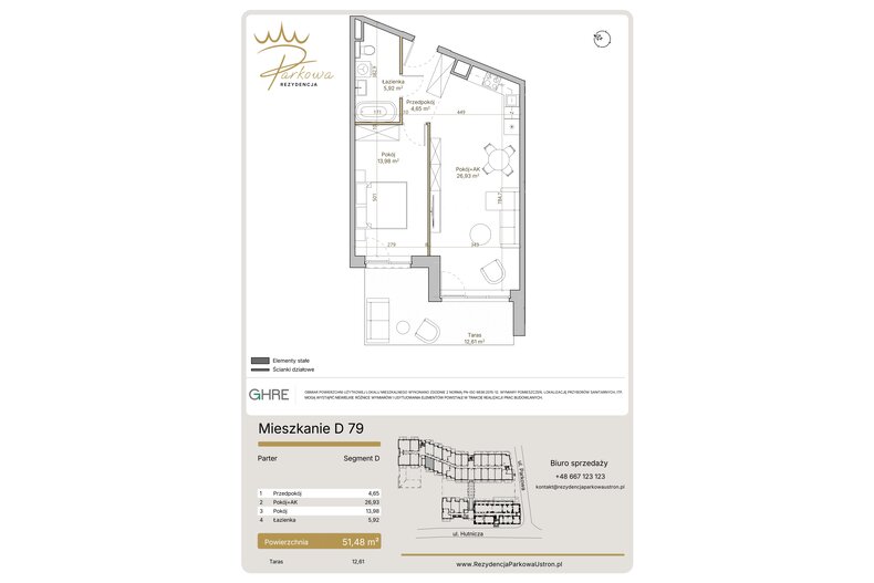 Apartament wakacyjny 51,48 m², parter, oferta nr 1.D79