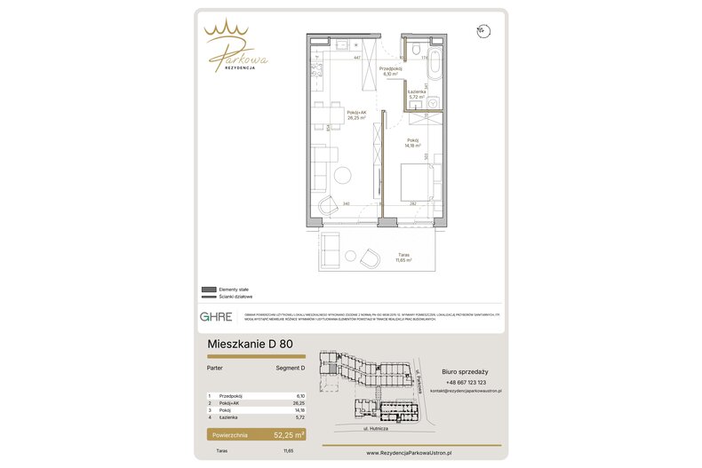 Apartament wakacyjny 52,25 m², parter, oferta nr 1.D80
