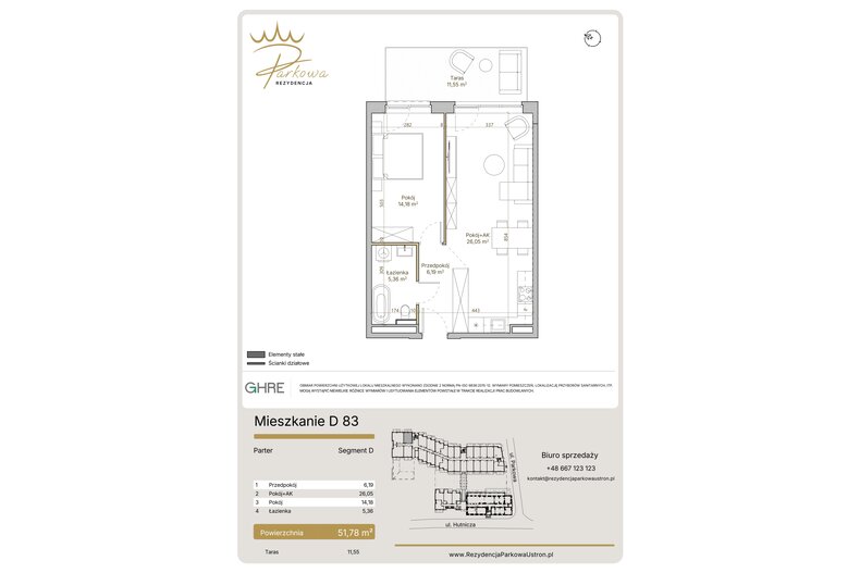 Apartament wakacyjny 51,78 m², parter, oferta nr 1.D83