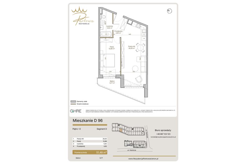 Apartament wakacyjny 51,48 m², piętro 2, oferta nr 1.D96