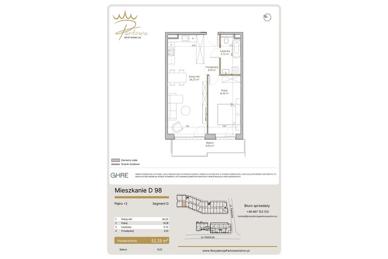 Apartament wakacyjny 52,25 m², piętro 2, oferta nr 1.D98