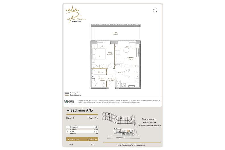 Apartament wakacyjny 43,80 m², piętro 2, oferta nr 1.A15