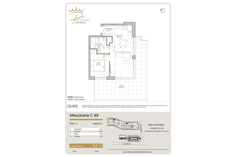 Apartament wakacyjny 38,57 m², piętro 3, oferta nr 1.C89