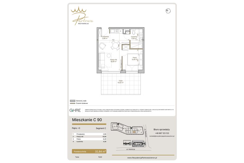 Apartament wakacyjny 32,84 m², piętro 3, oferta nr 1.C90