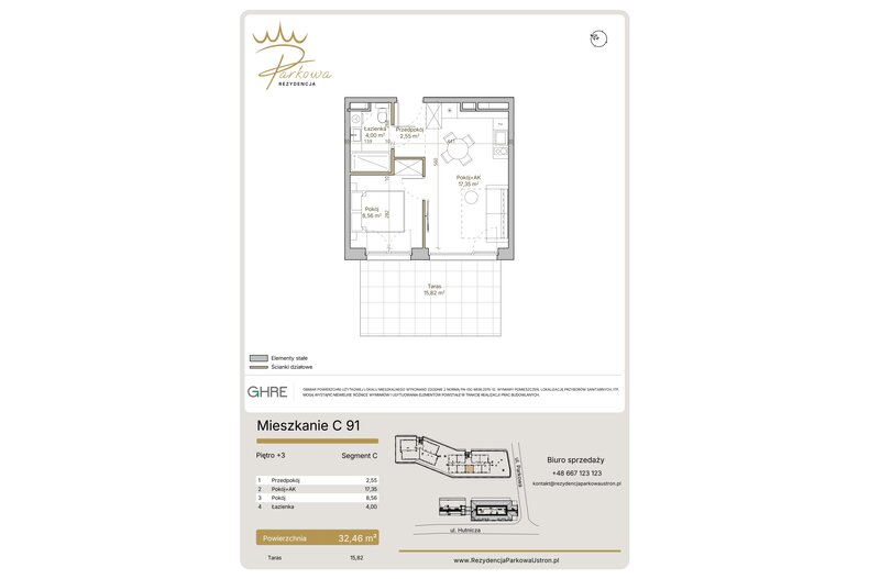 Apartament wakacyjny 32,46 m², piętro 3, oferta nr 1.C91
