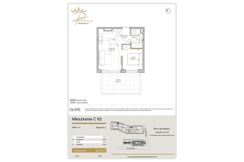 Apartament wakacyjny 32,73 m², piętro 3, oferta nr 1.C92