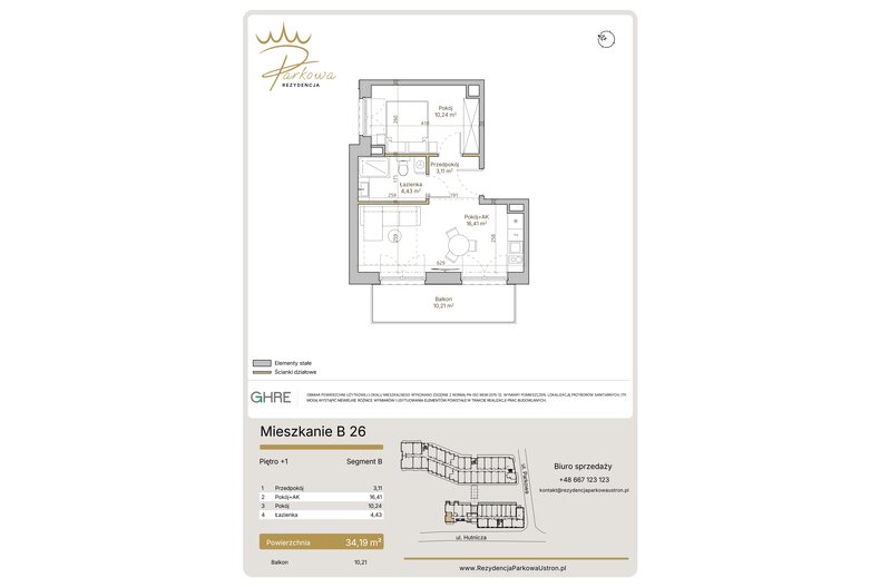 Apartament wakacyjny 34,19 m², piętro 1, oferta nr B26
