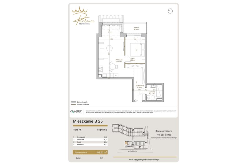 Apartament wakacyjny 46,41 m², piętro 1, oferta nr B25