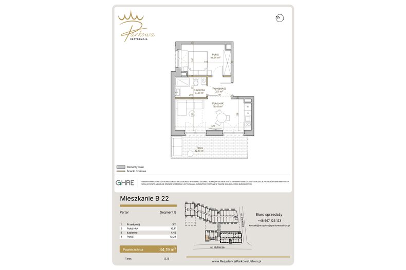 Apartament wakacyjny 34,19 m², parter, oferta nr B22