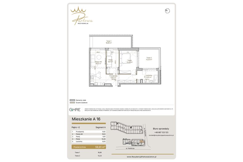 Apartament wakacyjny 59,81 m², piętro 2, oferta nr 1.A16