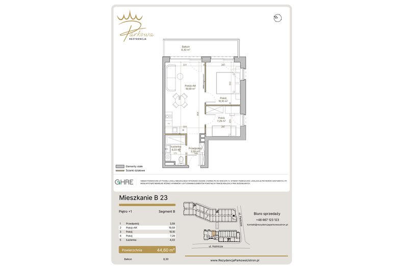 Apartament wakacyjny 44,60 m², piętro 1, oferta nr B23