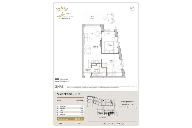 Apartament wakacyjny 49,68 m², parter, oferta nr 1.C33