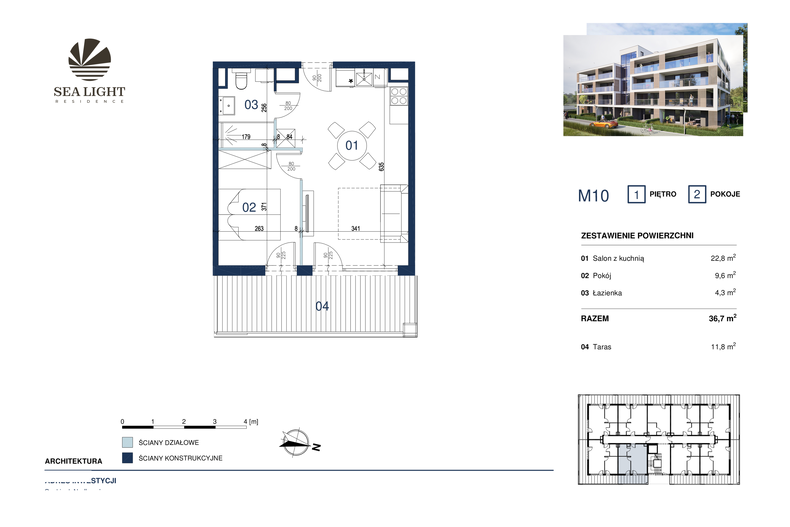 Apartament wakacyjny 36,70 m², piętro 1, oferta nr M10