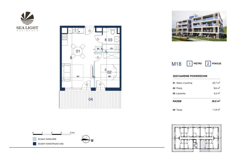 Apartament wakacyjny 36,60 m², piętro 1, oferta nr M18