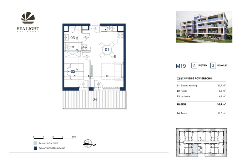 Apartament wakacyjny 36,40 m², piętro 2, oferta nr M19