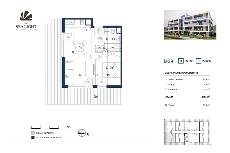 Apartament wakacyjny 39,50 m², piętro 3, oferta nr M29