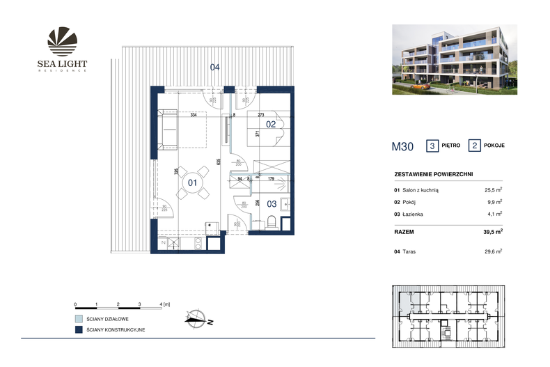 Apartament wakacyjny 39,50 m², piętro 3, oferta nr M30