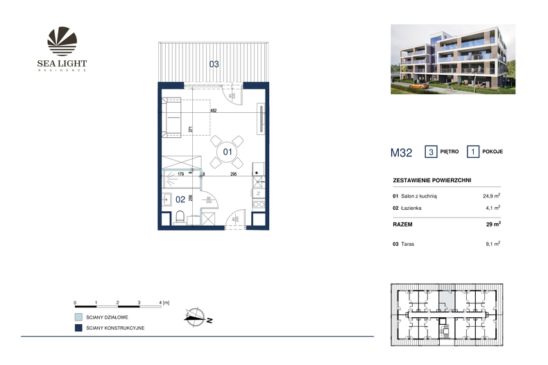 Apartament wakacyjny 29,00 m², piętro 3, oferta nr M32