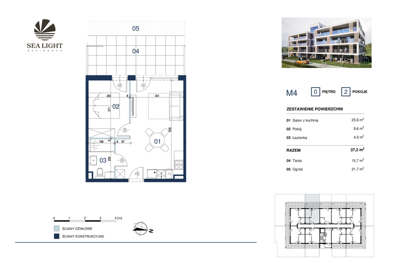 Apartament wakacyjny 37,20 m², parter, oferta nr M4