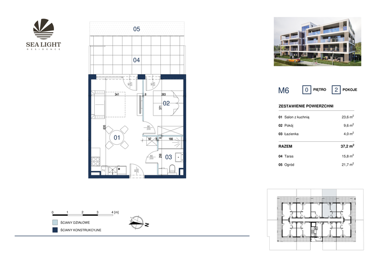 Apartament wakacyjny 37,20 m², parter, oferta nr M6